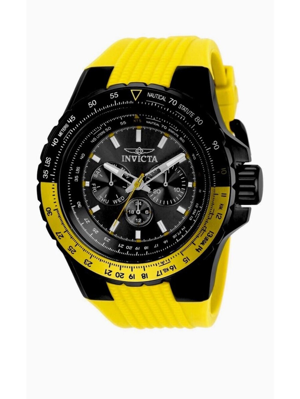 NIB Invicta Aviator Skyshock 33038 Men’s Watch 50mm Black/Yellow Silicone